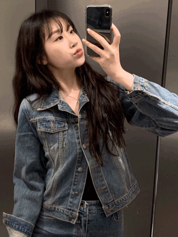 [청set/s,m]슬림 빈티지 청자켓 2color