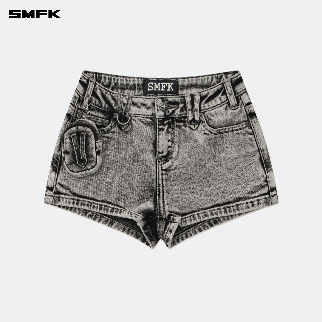 Compass Tarpan Rock Low-Waist Denim Shorts Dark Gray - XS