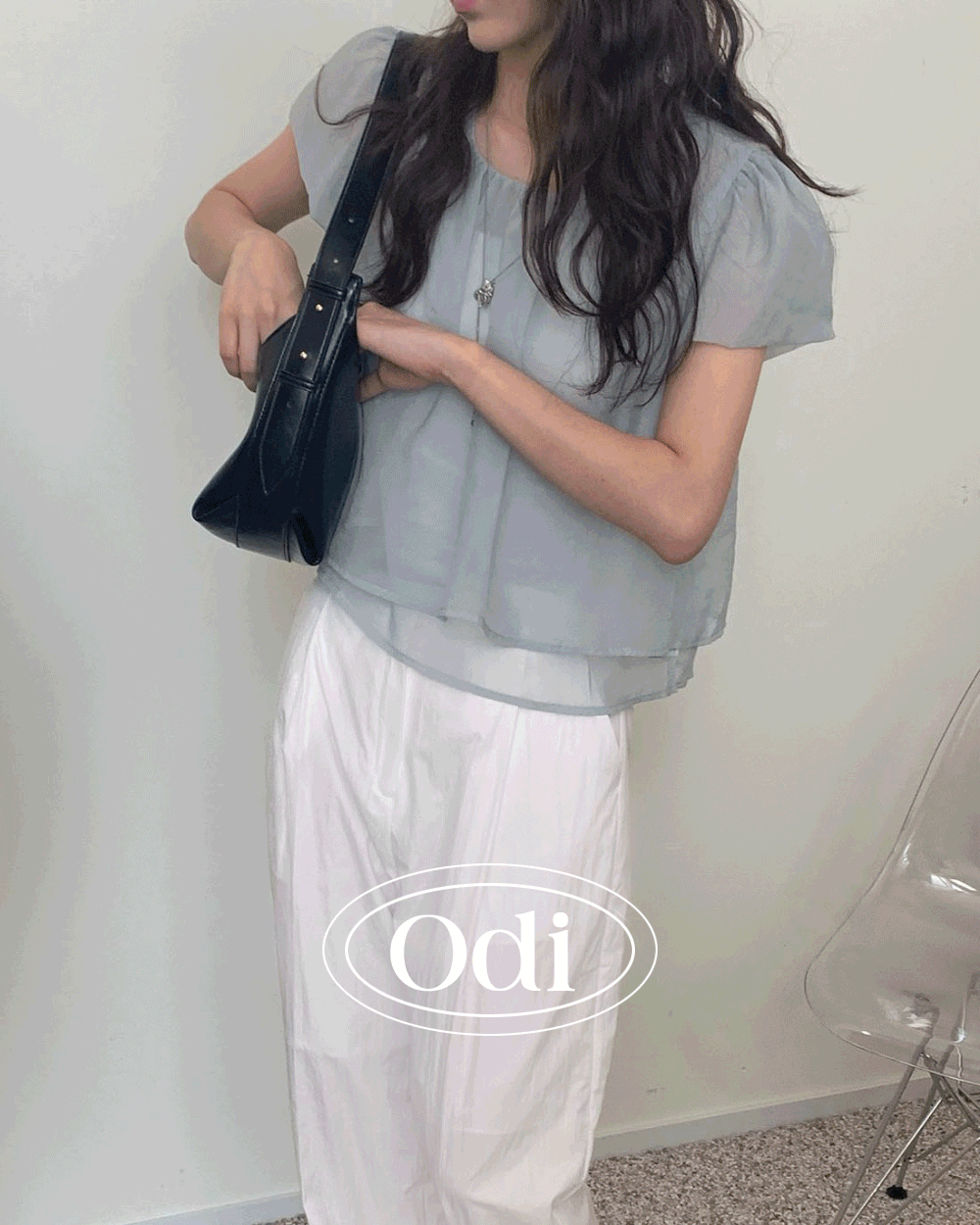 오디파이 코린 오간자 퍼프 블라우스 (4컬러)