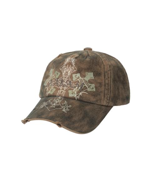 CROS2 Washed Damage Ball Cap (Khaki)