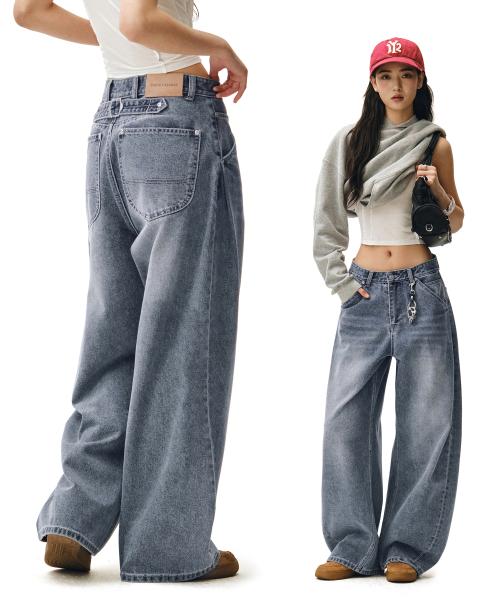 Cinchback Barrel Wide Leg Jeans DCWPT022BLUE