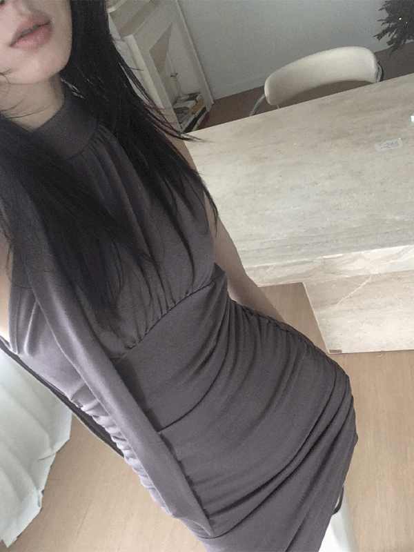 시드 shirring mini dress