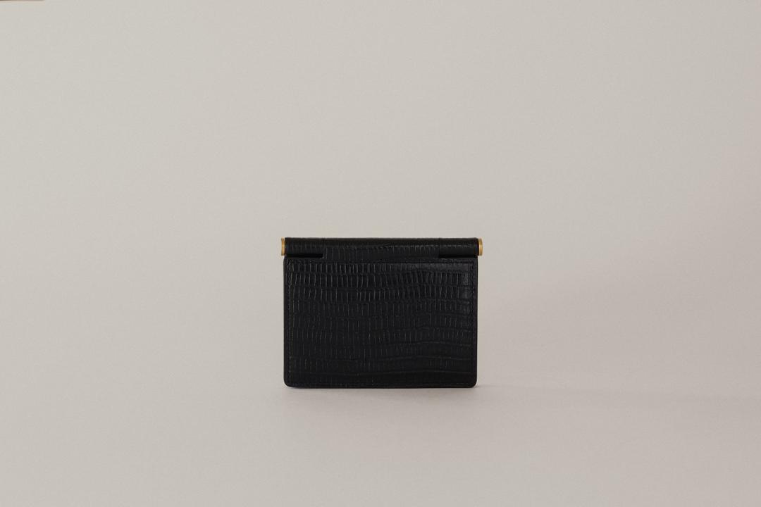 PORTE CARTES DE VISITE PAUMELLE LIZARD BLACK