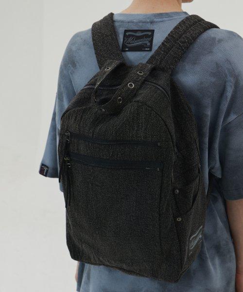 RIVET POCKET DENIM BACKPACK BLACK