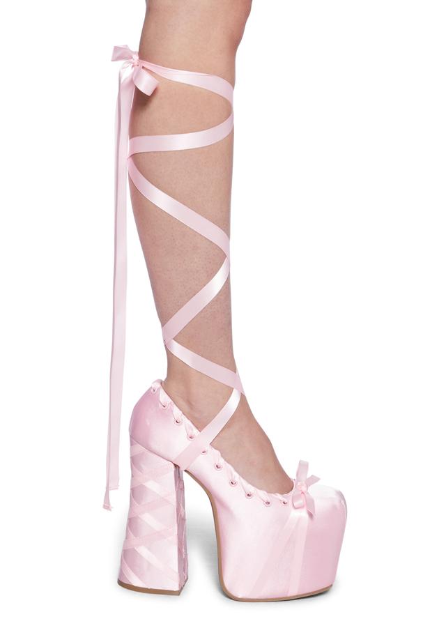 Sweet Sonata Ballet Wrap Heels - LIGHT PINK / US 5