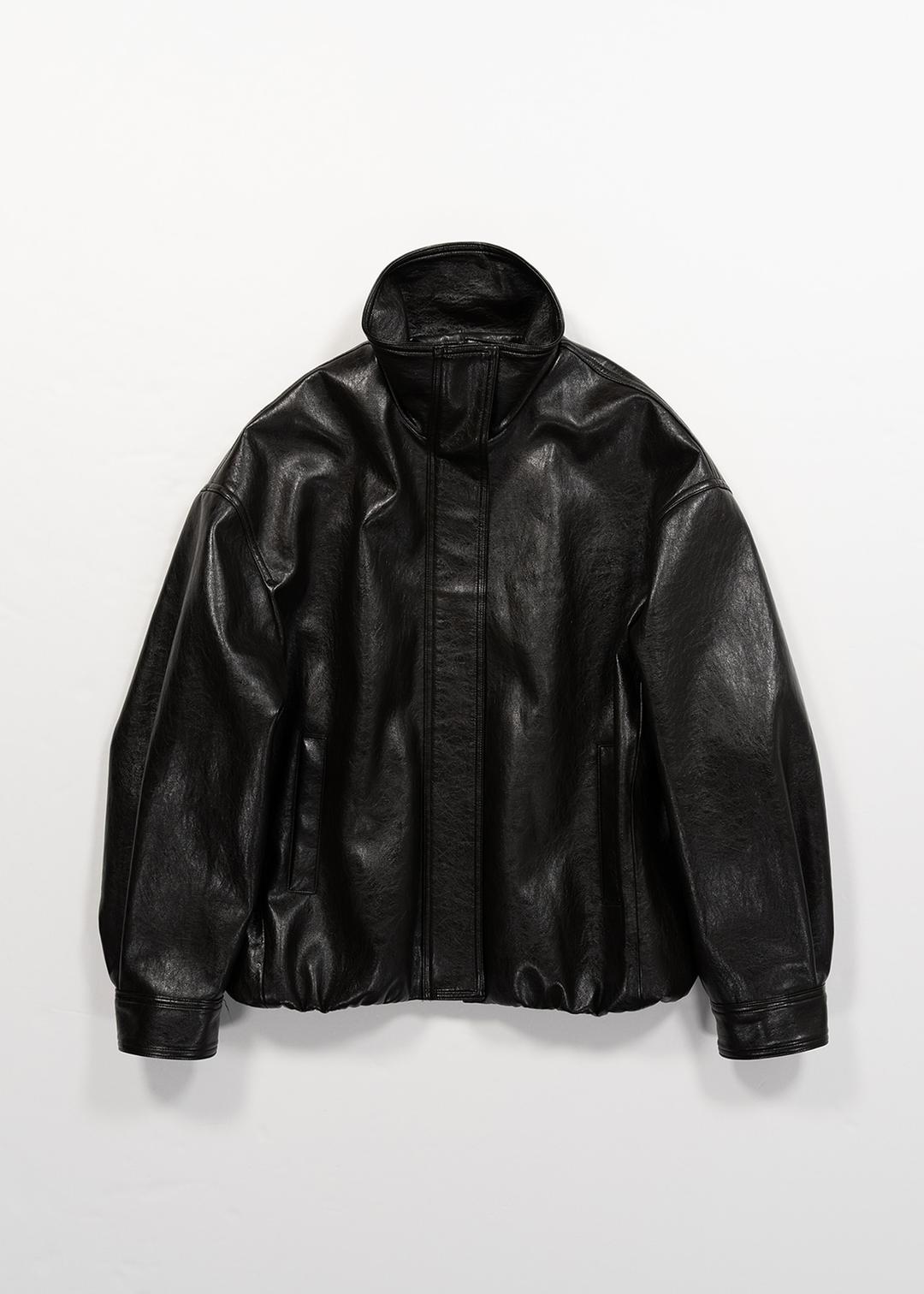 [10/1 출고]VEGAN LEATHER HIGH-NECK JACKET - BROWN