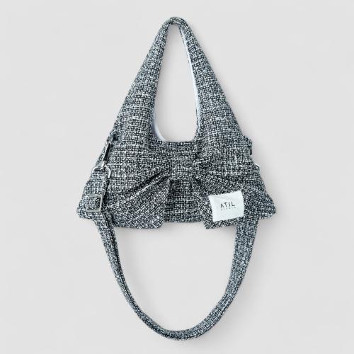 트위드 미니 리본 호보 도트 앤 크로스백 _ [블랙]