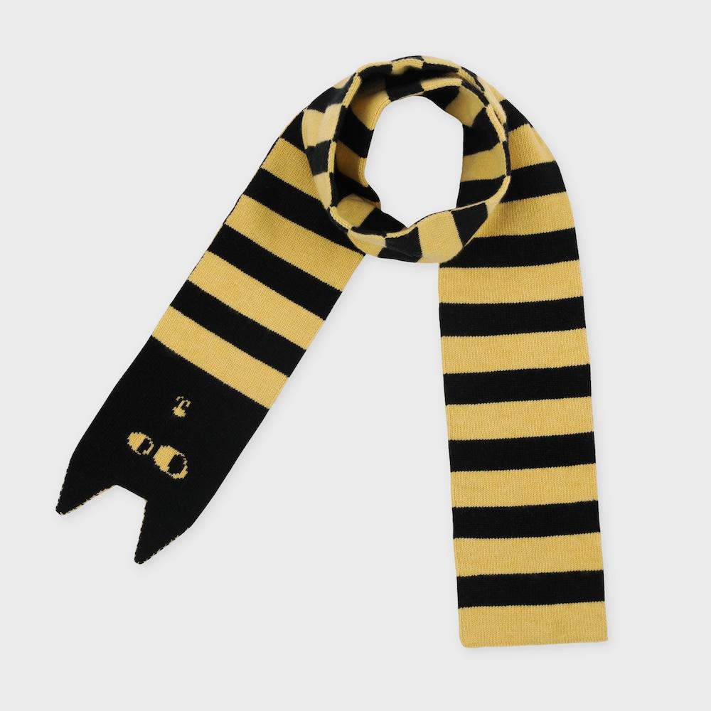 MOGU cashmere muffler cat stripe black