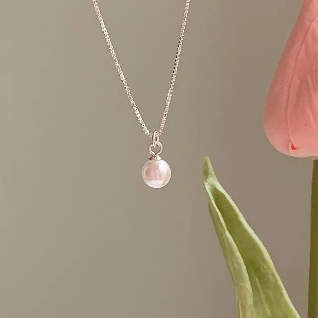 [92.5 Silver]pearl round necklace
