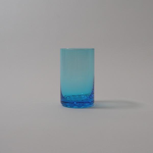 파란 버블 굽 유리잔