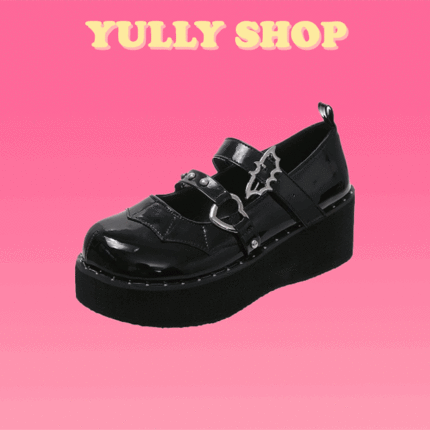 유광통굽로퍼 메리제인슈즈 하트버클 하이틴패션 아이돌룩 방송댄스 로리타