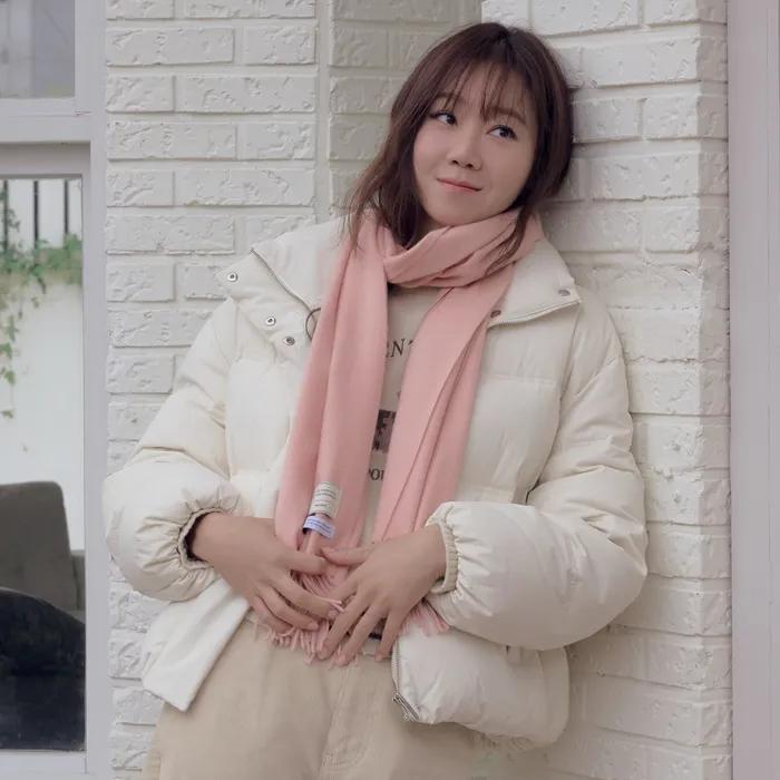 cashmere wool blended muffler - baby pink