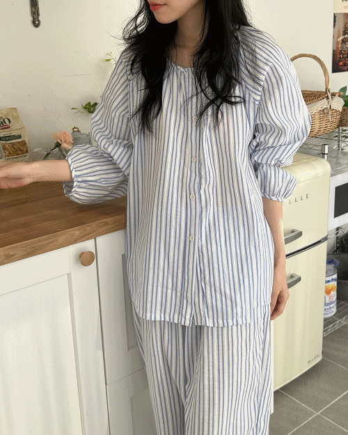 셔벗 면 긴팔 파자마 set