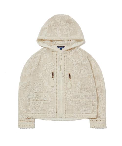 입체 크로셰 패치 후드 집업 아이보리_FS1CG34U