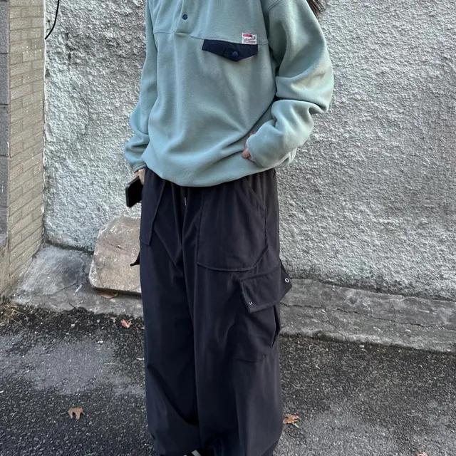 배색 플리스 아노락 맨투맨