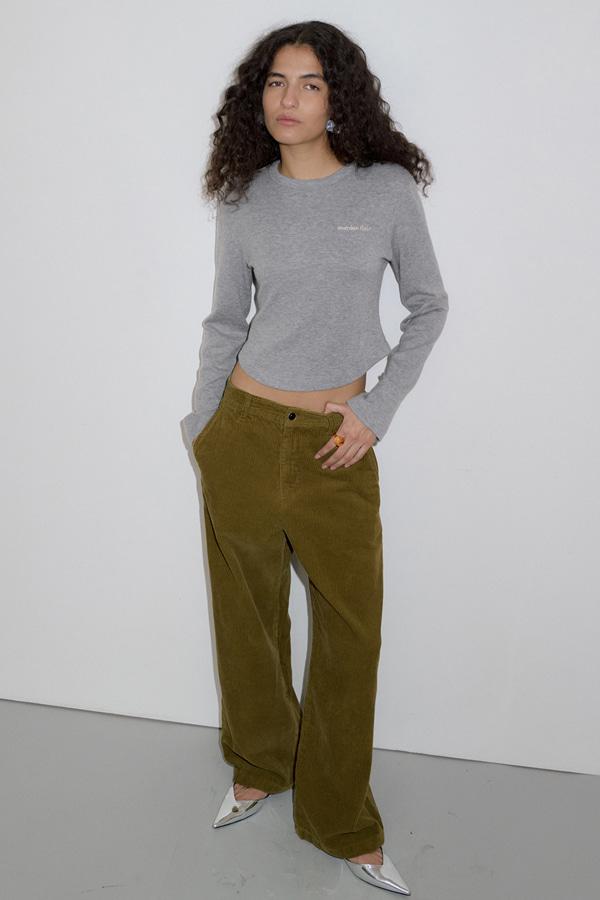 LINE CROP T-SHIRTS_MELANGE GREY