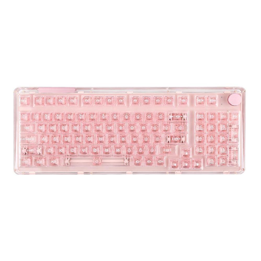 키붐 Kiiboom 핑크 팬텀 98 V2 투명 무선 기계식키보드 얼음 크리스탈축