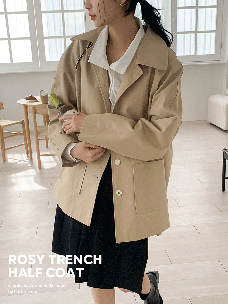 로지 트렌치 하프 바바리 코트 (2color) _ 하객룩 , 하이퀄리티 , 간절기 , 데일리룩