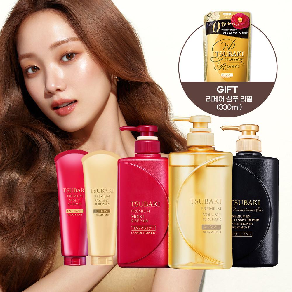 New 츠바키 프리미엄 볼륨 모이스트 인텐시브 헤어케어 샴푸 컨디셔너 트리트먼트