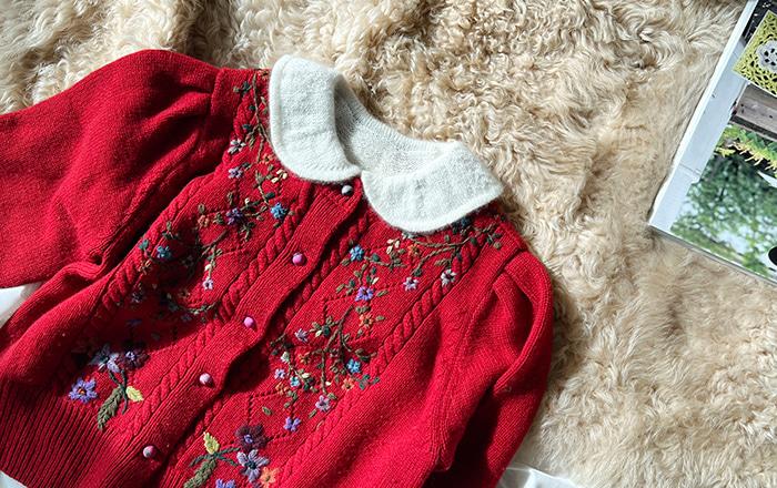 [LD24-064] 선데이 캐시미어 스몰 둥근 칼라 | 1볼로 뜨는 페이크 칼라