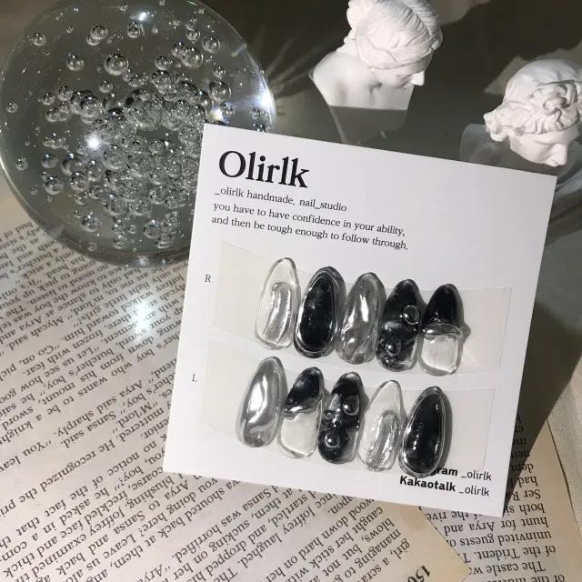 블랙마블 실버엠보 네일팁