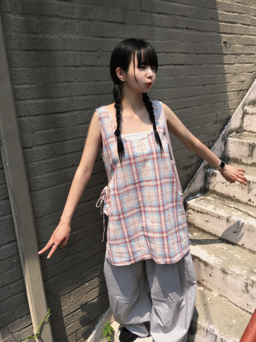 STRAP POCKET CHECK OPS (PINK / BROWN)