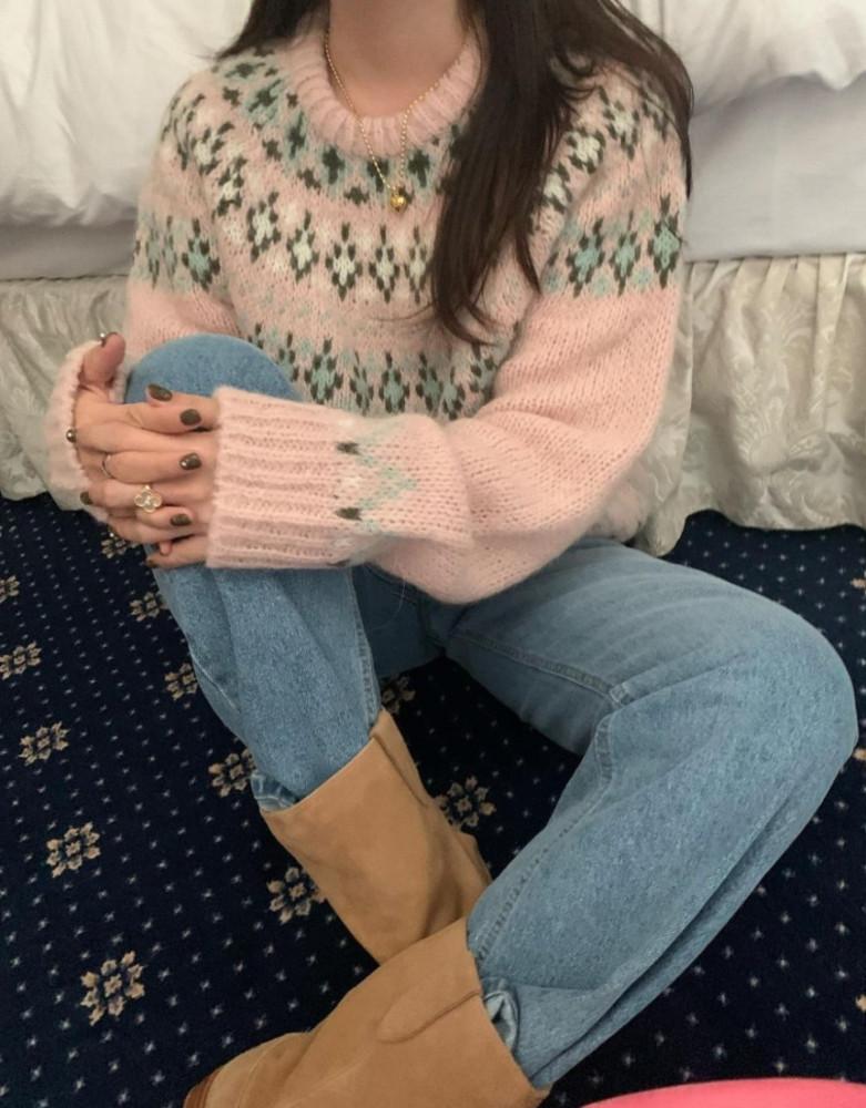 프리티영띵 PYT 노르딕 트윙클 알파카 니트 눈꽃니트 노르딕니트 오끄망 3color