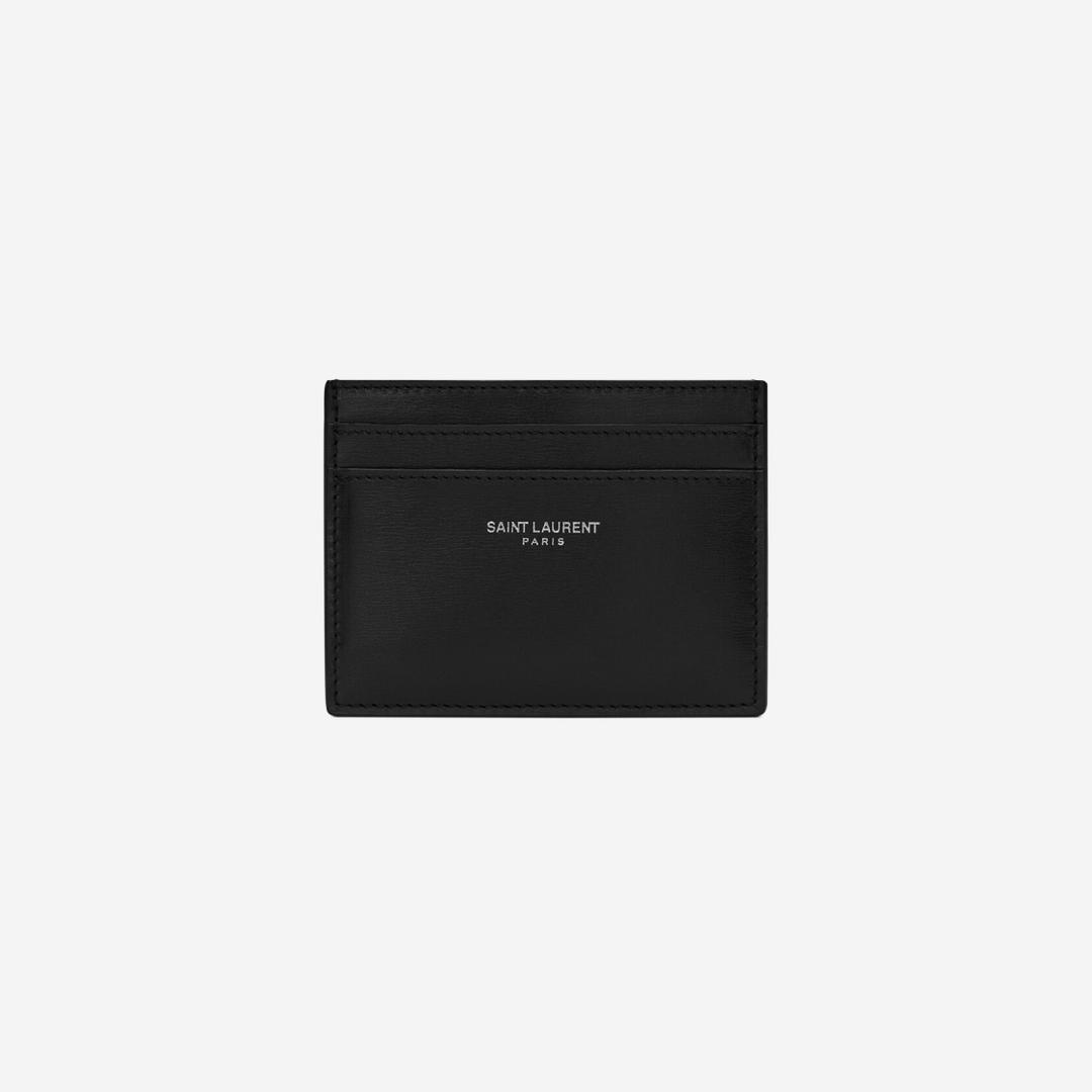 Saint Laurent Paris Credit Card Case in Smooth Leather Black
