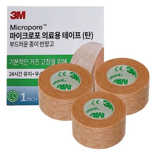 쓰리엠 마이크로포 의료용테이프 1533-1pp, 폭 2.54cm x..., 3개입, 1세트