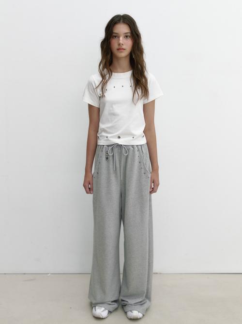 POCKET STUD SWEATPANTS (MELANGE GREY)