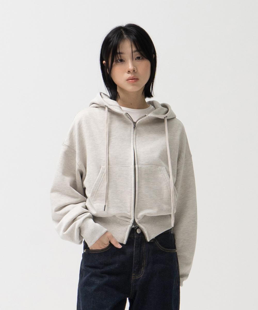 2WAY 크롭 스웻 후드 집업 (4 Color)