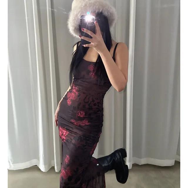 [당일출고]레오파드 플라워 셔링 슬릿 드레스