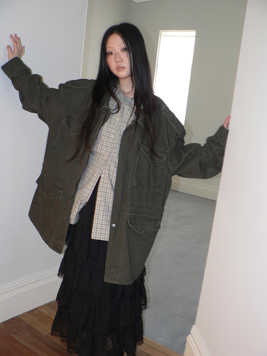 ang:project Midi-Length Zipper Work Jacket