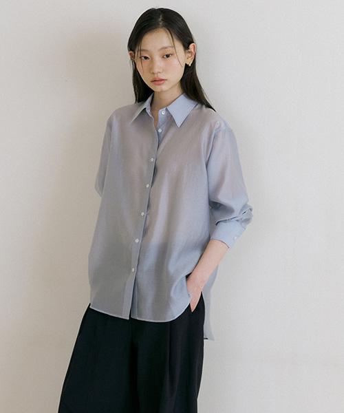 tencel basic shirt-s.blue
