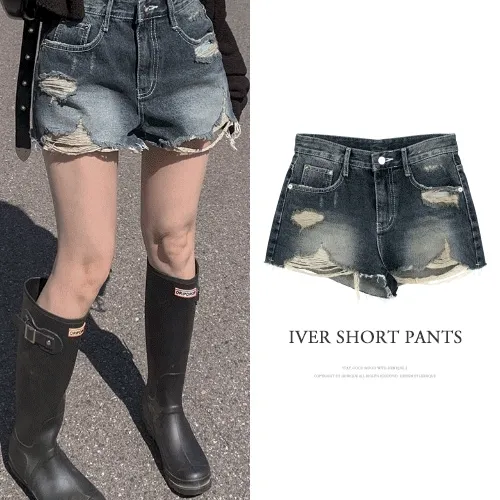아이버 숏팬츠 -1 color (여름신상/데미지숏팬츠/데님숏팬츠/헤짐숏팬츠/컷팅숏팬츠/데미지데님팬츠/숏팬츠/데미지팬츠/헤짐팬츠/진청숏팬츠/데일리룩/데미지/데님,헤짐/컷팅/숏/팬츠)