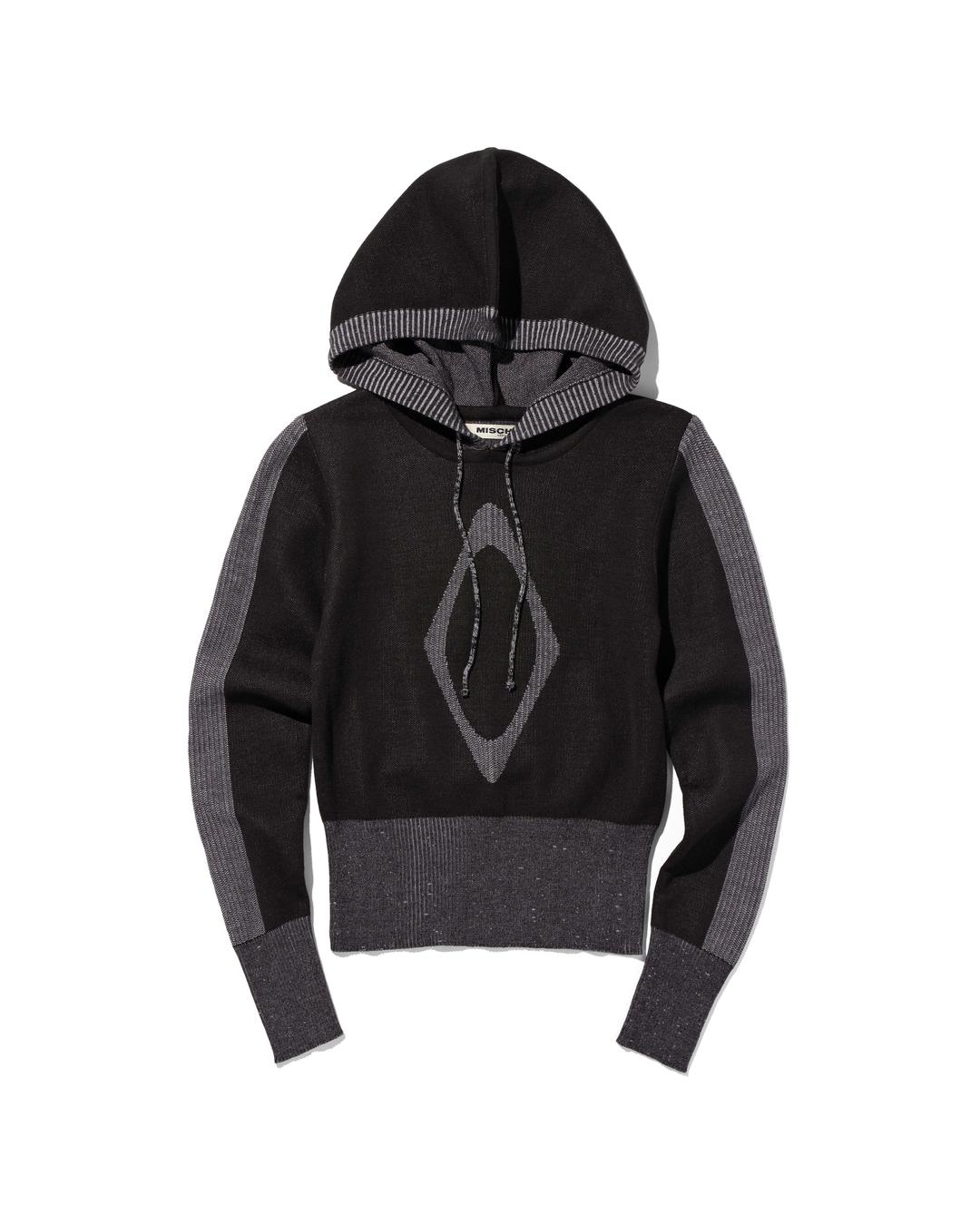 RHOMBUS KNIT HOODIE_BLACK