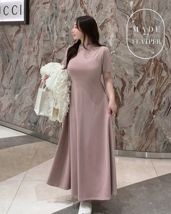 [MADE][보트넥ver]여주인공 보트넥 기모 반팔 롱원피스 (6color /3TYPE)