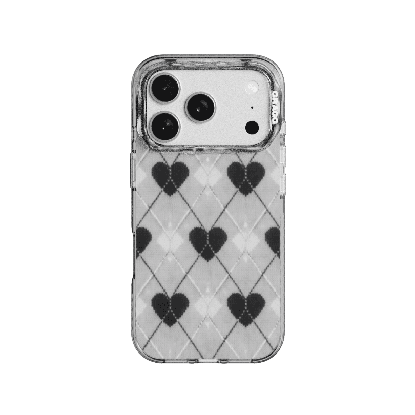 MAGSAFE LAYERS FRAME CASE CLEAR BLACK - TEXTURED HEART