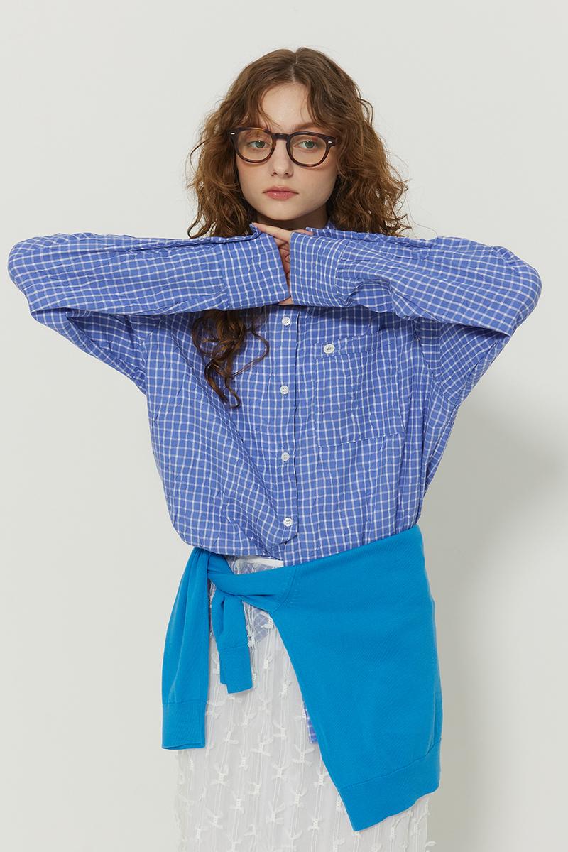 Natural check shirt_blue