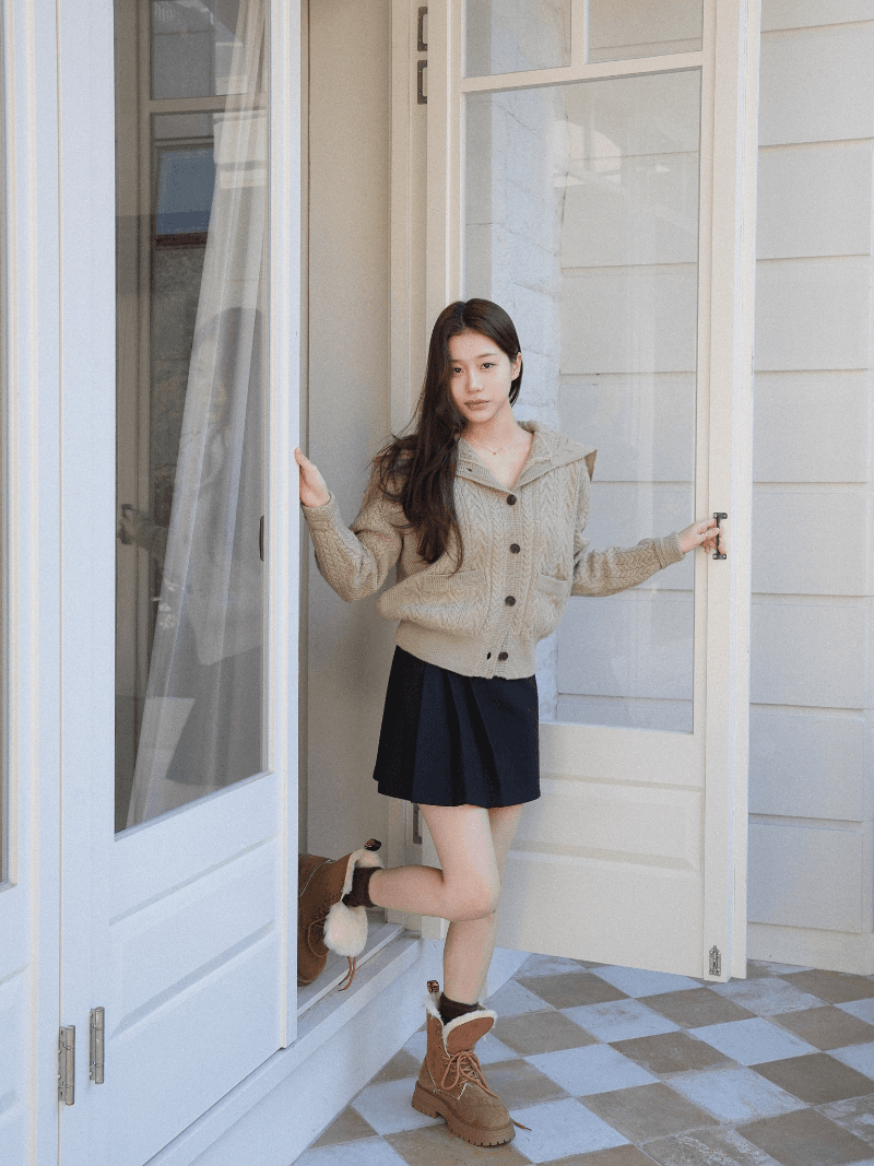 [NouArté] 베르시 울 케이블 가디건 (아몬드)