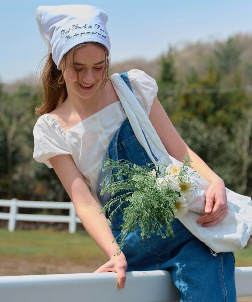 로지 레이스 퍼프 블라우스 ( 화이트 )