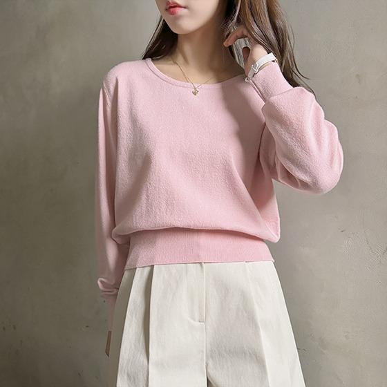 [워셔블니트] 데일리 유넥 크롭 니트 (4컬러,12게이지1합,라운드넥,긴팔)