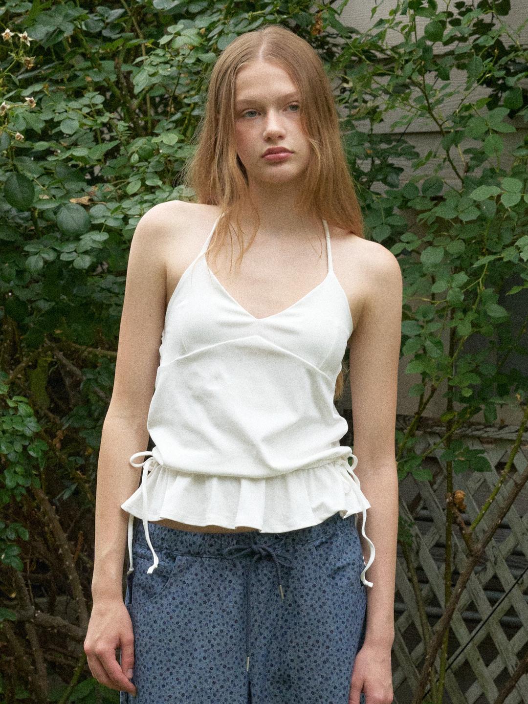 peplum halter top (white)