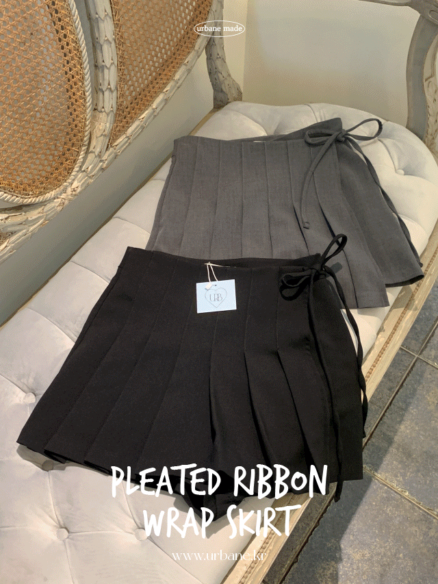 💕URBANE MADE💕 리본 플리츠 미니 스커트 치마바지 발레코어룩 (당일 2c)