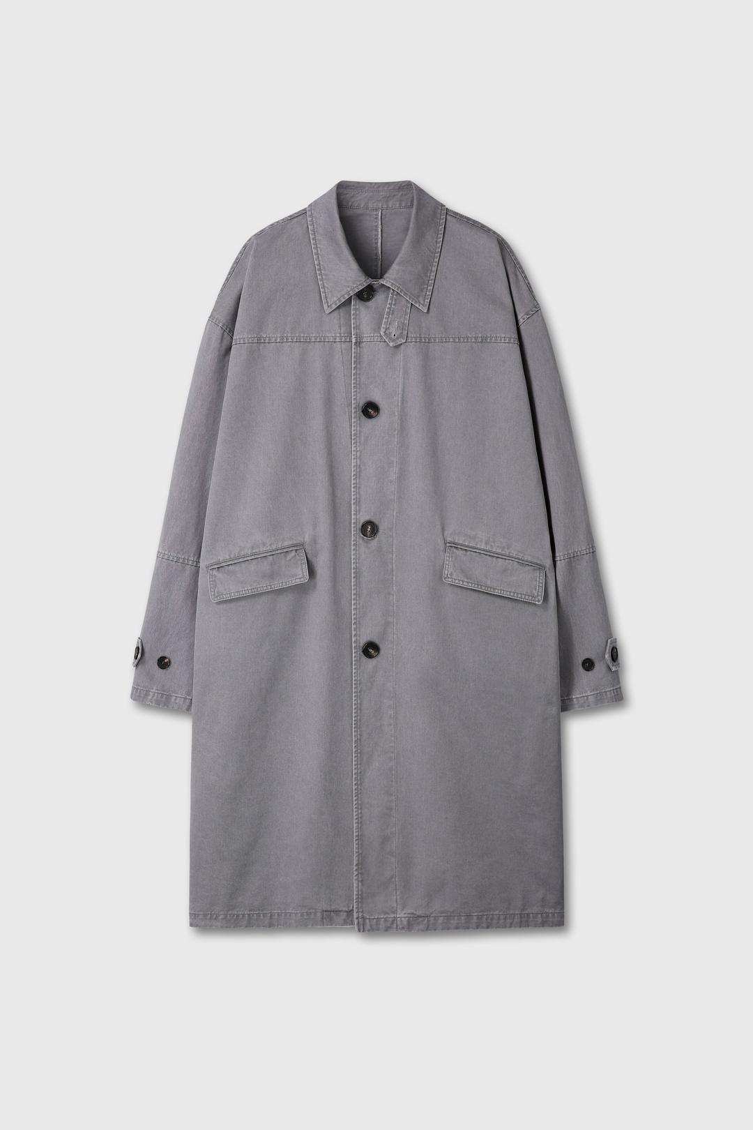 WASHED COTTON MAC COAT (GRAY)