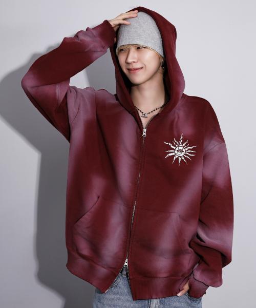 Aurora Eyes Hood Zip-Up_[Burgundy]