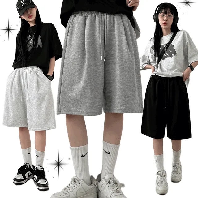 1+1할인[M~XL/허리밴딩] 로아 핀턱 와이드 버뮤다 숏팬츠