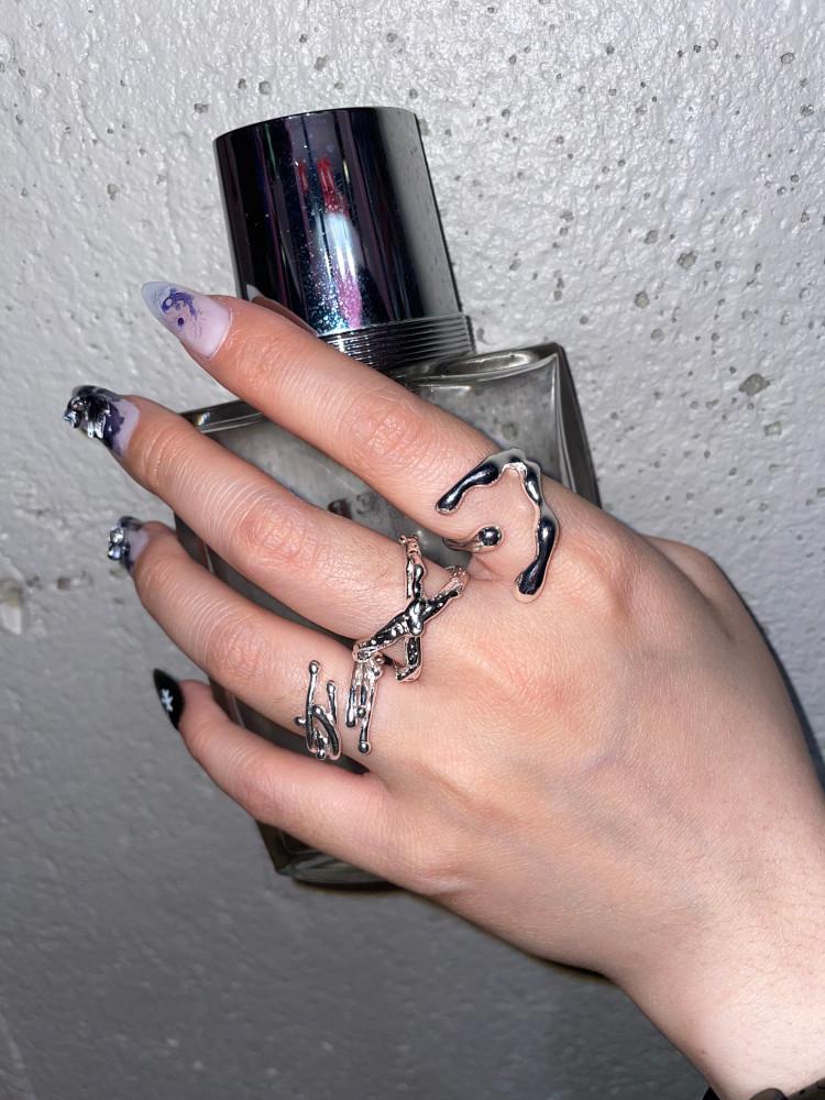 • XXXXX RING (3p) SET • /빈티지 원석 하트 아이스 가드 링 반지 / 서큐버스 바이럴