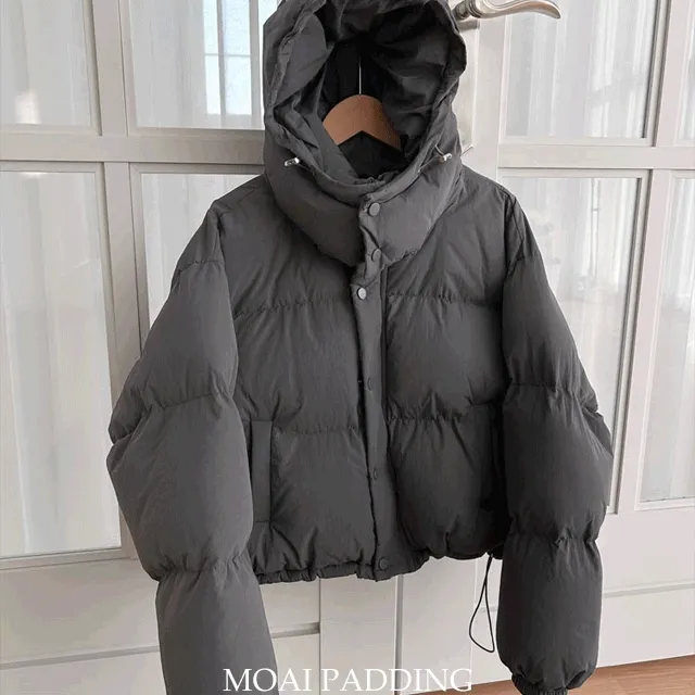 모아이 후드탈부착 하이넥 패딩 점퍼