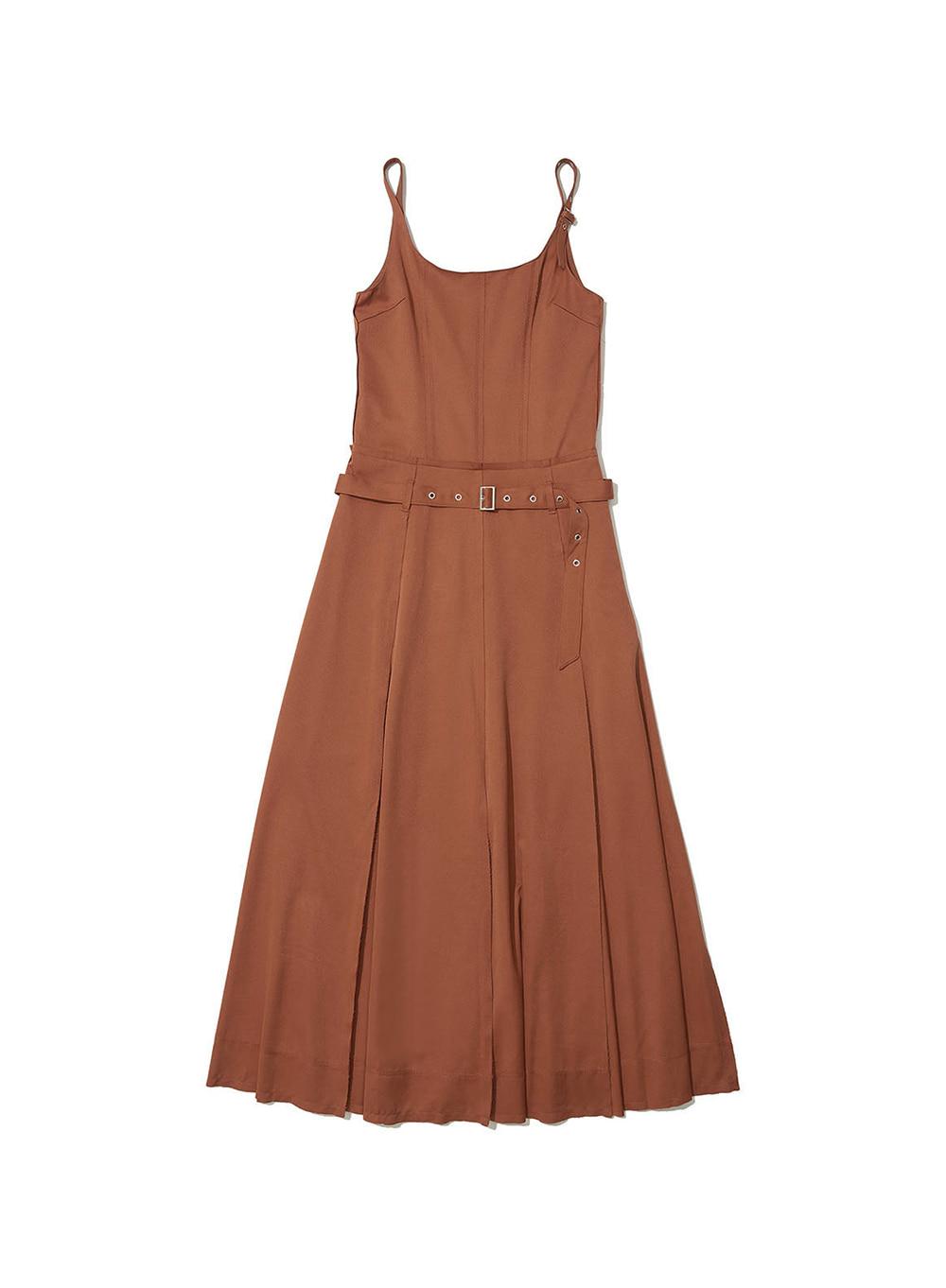 [WOMEN] CUT-OFF BELDTED LAYERED DRESS_ORANGE